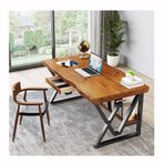 Masif ahşap bilgisayar masası ve sandalye ev ofis için set, çekmeceli yazı ve okuma iş istasyonu - 280x100x75cm boyutları.