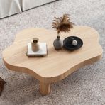 Masif Ahşap Bulut Şekilli Sehpa Oturma Odası Yatak Odası Mobilyaları için 3 Ayaklı Modern Yuvarlak Köşe Sehpa Düzensiz Tasarım Sevimli ve Kalın Doğal Ahşap 31 × 22 × 16"