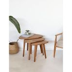 Masif Ahşap Damla Sehpa Seti - 3'lü Zigon Set Modern ve Minimalist Sehpa Takımı (Kayın)