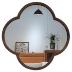 Masif Ahşap Duvar Aynası, 70cm/27.5in, Banyo, Koridor, Tuvalet Masası için İdeal Büyük Kozmetik Aynası, Doğal Ahşap Rengi