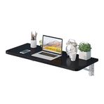 Masif Ahşap Duvara Monte Katlanır Masa Ev Ofis Masası ve Mutfak Tezgahı 60 * 40 cm/23,6 * 15,7 inç Çalışma Alanı Siyah Katlanabilir Duvar Masası Yerden Tasarruf ve Çok Yönlülük için
