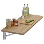 Masif Ahşap Duvara Monte Katlanır Masa Ev Ofis Mutfak Tezgahı Tezgahı Işık Ceviz Rengi 50 x 30 cm