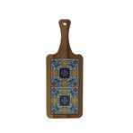 Masif Ahşap Kısa Peynir Sunum Tahtası (Keten tohumu yağıyla parlatılmıştır, 34,5cm x 13cm x 1,8cm) (mavi)