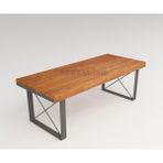 Masif Ahşap Lotus Toplantı Masası Gri Ayak 120*300*76 Cm