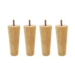 Masif Ahşap Meşe Sehpa Ayakları 4'lü Set M8 Dişli Çubuk Orta Yüzyıl Modern Mobilya Ayakları Başucu Masası Tezgah Kitaplık için 30 cm/11,8 inç Ahşap Rengi Yuvarlak 15 cm/5,9 inç Yedek Ayaklar