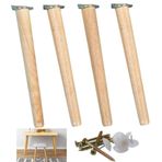Masif Ahşap Mobilya Ayakları 4'lü Set Kayın Masa Ayakları Masa Dolabı Sehpa Tezgahı Kitaplık TV Dolabı Eğimli Konik Koltuk Ayakları Montaj Aksesuarlı 70 cm/27,6 inç