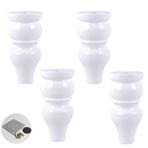 Masif Ahşap Mobilya Ayakları - Mutfak Kanepe TV Sehpası Şifonyer Masa Yatağı için 4 Yedek Ayak - Doğal Okaliptüs 15 cm/5.9" Vidalı (Beyaz)