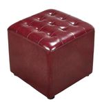 Masif Ahşap Tabanlı Modern Deri Küp Puf - Oturma Odası için Şık Ayak Taburesi 16x16x14 inç Çok Yönlü Sehpa ve Oturma Seçeneği Küçük Alanlar için Mükemmel
