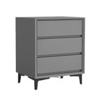 Masif Ahşap Vintage Komodin Üç Çekmeceli Minimalist Komodin Yatak Odası Depolama Büyük Kapasiteli Komodin Gri Renkli