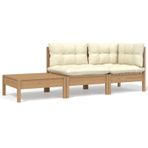Masif çam ağacından dış mekan bahçe mobilyası seti, 3 parça, modüler kanepe, minderli, Loveseat 2 kişilik kanepe ve 3 kişilik kanepe