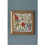 Masif Çerçeveli Çini Desen (Tile) Doğaltaş Tablo Pano Oscar Stone Decor 28X28 CM