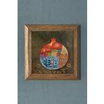 Masif Çerçeveli Nar (Bereket) Doğaltaş Tablo Pano Oscar Stone Decor 28X28 CM