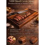 Masif Ceviz El Yapımı Kalın Kesme Tahtası 41X23,6X4,2 cm – Premium Steak & Sunum - 1 Adet