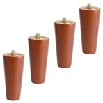 Masif Kauçuk Ahşap Mobilya Ayakları - Kanepeler için Yedek Koni Ayakları Mutfak Masaları Yataklar Dolaplar Sandalyeler TV Standları Ceviz Rengi 10 cm/3,94 inç Dişli Çubuklu (M6)
