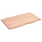Masif Meşe Ahşap Masa Üstü Kare Mutfak Tezgahı Rustik Yemek Masası Yüzeyi Ev ve Ofis için İşlenmemiş Canlı Kenar Açık Kahverengi 80x50x2 cm