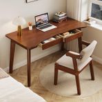 Masif Meşe Yazı Masası Depolama Çekmeceli Modern Ev Ofis Mobilyaları Küçük Alanlar için Kavisli Üst Çalışma Masası Yatak Odası için 70 cm Ceviz Masası