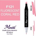 Masis 121 Floresan Kırmızı Çift Uçlu Marker Grafik Çizim Kalemi
