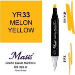 Masis 33 Kavun Sarı Çift Uçlu Marker Grafik Çizim Kalemi