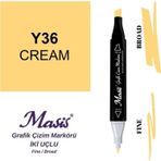 Masis 36 Krem Çift Uçlu Marker Grafik Çizim Kalemi