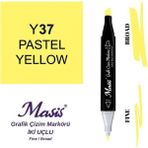 Masis 37 Pastel Sarı Çift Uçlu Marker Grafik Çizim Kalemi