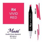 Masis 4 Parlak Kırmızı Çift Uçlu Marker Grafik Çizim Kalemi