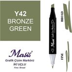 Masis 42 Bronz Yeşil Çift Uçlu Marker Grafik Çizim Kalemi