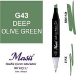 Masis 43 Koyu Zeytin Yeşil Çift Uçlu Marker Grafik Çizim Kalemi