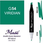 Masis 54 Viridian Yeşil Çift Uçlu Marker Grafik Çizim Kalemi