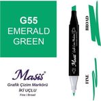 Masis 55 Zümrüt Yeşil Çift Uçlu Marker Grafik Çizim Kalemi