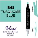 Masis 68 Turkuaz Mavi Çift Uçlu Marker Grafik Çizim Kalemi