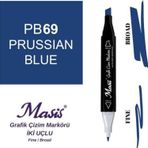 Masis 69 Yoğun Mavi Çift Uçlu Marker Grafik Çizim Kalemi