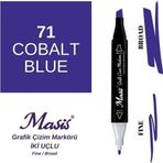 Masis 71 Kobalt Mavi Çift Uçlu Marker Grafik Çizim Kalemi