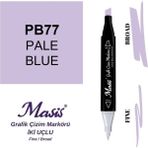 Masis 77 Duman Mavi Çift Uçlu Marker Grafik Çizim Kalemi