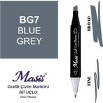 Masis BG7 Mavimsi Gri Çift Uçlu Marker Grafik Çizim Kalemi
