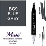 Masis BG9 Mavimsi Gri Çift Uçlu Marker Grafik Çizim Kalemi