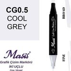Masis CG0.5 Soğuk Gri Çift Uçlu Marker Grafik Çizim Kalemi