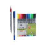 Masis Fineliner Kalem Çift Yönlü 12 Renk 1 Paket Fırça Uç ve Fineliner Brushpen 12li Keçe Uçlu Kalem Kalın