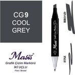 Masis GG9 Yeşilimsi Gri Çift Uçlu Marker Grafik Çizim Kalemi
