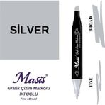 Masis Silver Çift Uçlu Marker Grafik Çizim Kalemi