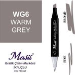 Masis WG6 Sıcak Gri Çift Uçlu Marker Grafik Çizim Kalemi