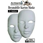 Maske Boyama 2 Adet Boyanabilir Karton Maske Lastikli İnsan Yüzü Suratı Yerli Üretim Okul Sınıf Etkinlikleri Hobi