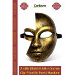 #Maske Gizemli Metalik Gold Eskitme Eğlence Antik Efektli Altın Yarım Yüz Plastik Parti Maskesi