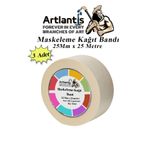 Maskeleme Bandı Kağıt Bant 25 Mm 25 Metre 3 Adet Boya Bantı Maskeleme Kağıt Bant Duvar Yağlı Boya Badana
