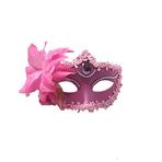 Maskeli Balo Parti Maskesi Cadılar Bayramı Venedik Prenses cosplay Venedik maskesi pervane makyaj yarım yüz seti, Pembe Maske, Tek Beden