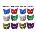 Maskeli Balo Partisi Görünümlü Retro Parti Gözlüğü 6 Renk 12 Adet