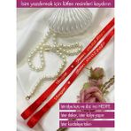 Maskey Isim Baskılı ve Inci Söz Nişan Kurdelesi - Açık Kırmızı
