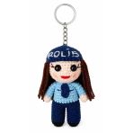 Maskot Bayan Polis Bebek Amigurumi Organik Anahtarlık Oyuncak