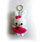 Maskot Elbiseli Tavşan Amigurumi Organik Anahtarlık Oyuncak