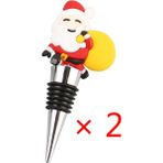 Maskot Iki Paket Noel Baba Pvc Malzeme Kırmızı Şarap Tıpası (Yurt Dışından) - 30 ml - Sarı