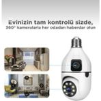 Masling Çift Kameralı 360 Full Hd 1080P Ampül Kamera Ampül Smart Ip Kamera Güvenlik Kamerası-Ev-Ofis Kamerası